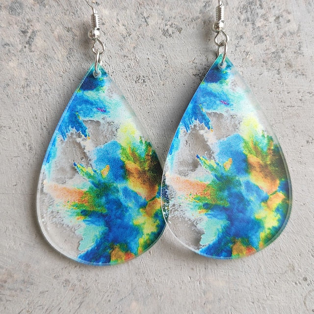 Mulitcolored Acrylic Drop Earrings