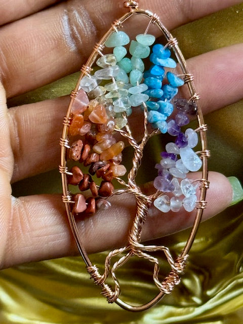 Tree of Life Chakra Crystal Pendant Necklace