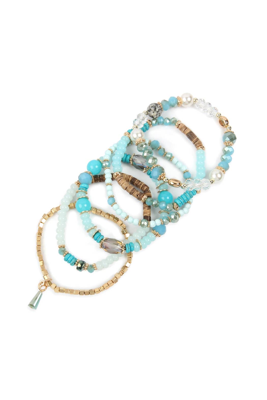 Multi-Stone Beads Stackable Bracelet Set (6-Piece Bundle)