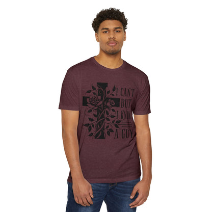 Christian Cross Floral T-Shirt — "I Can't But I Know A Guy" Faith Tee