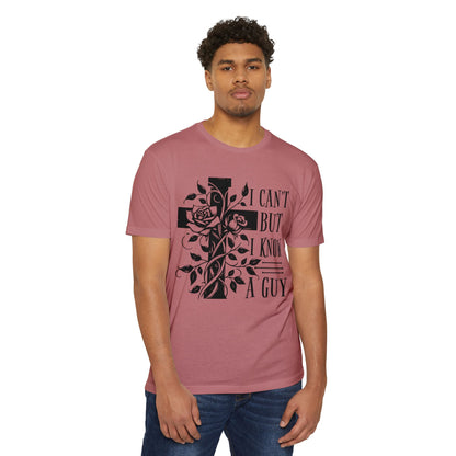Christian Cross Floral T-Shirt — "I Can't But I Know A Guy" Faith Tee