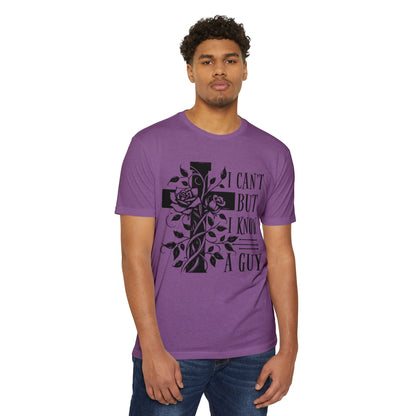 Christian Cross Floral T-Shirt — "I Can't But I Know A Guy" Faith Tee