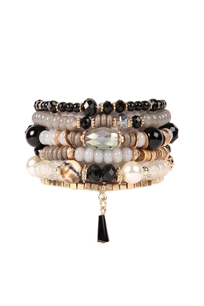 Multi-Stone Beads Stackable Bracelet Set (6-Piece Bundle)