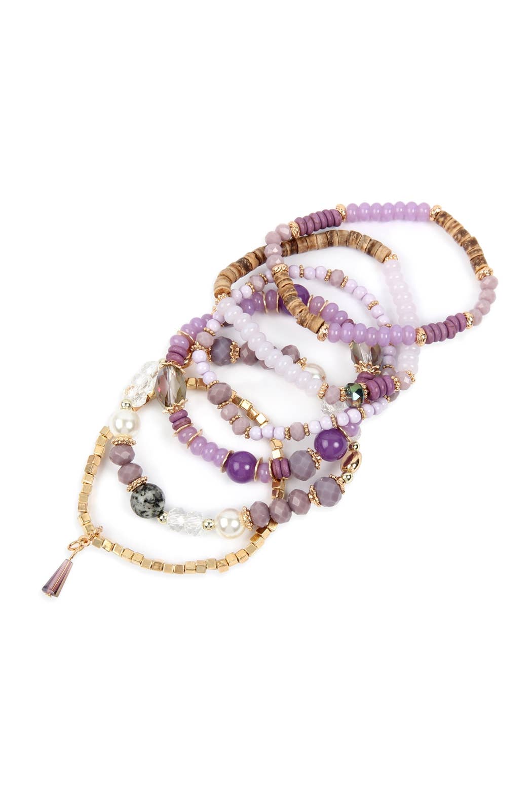 Multi-Stone Beads Stackable Bracelet Set (6-Piece Bundle)