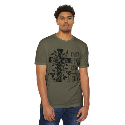 Christian Cross Floral T-Shirt — "I Can't But I Know A Guy" Faith Tee