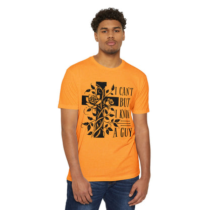 Christian Cross Floral T-Shirt — "I Can't But I Know A Guy" Faith Tee