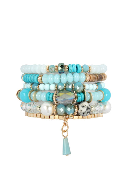 Multi-Stone Beads Stackable Bracelet Set (6-Piece Bundle)