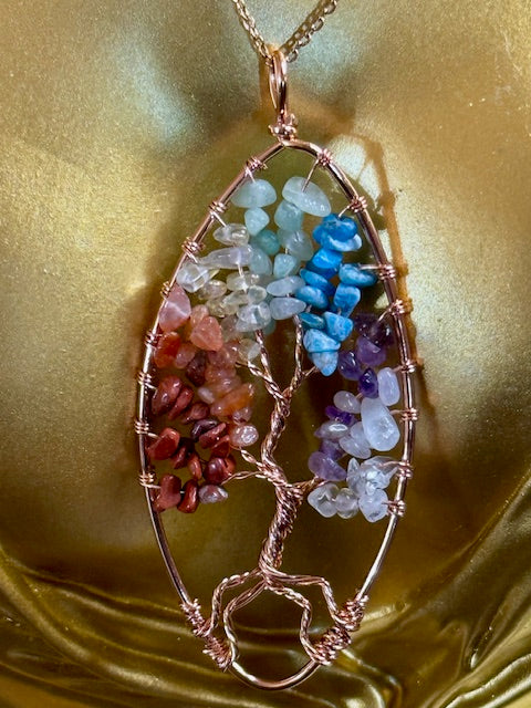 Tree of Life Chakra Crystal Pendant Necklace
