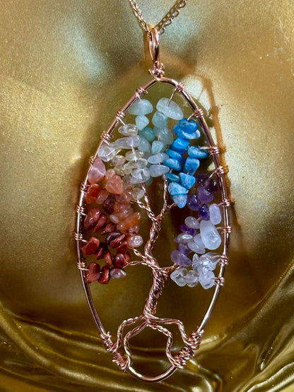 Tree of Life Chakra Crystal Pendant Necklace