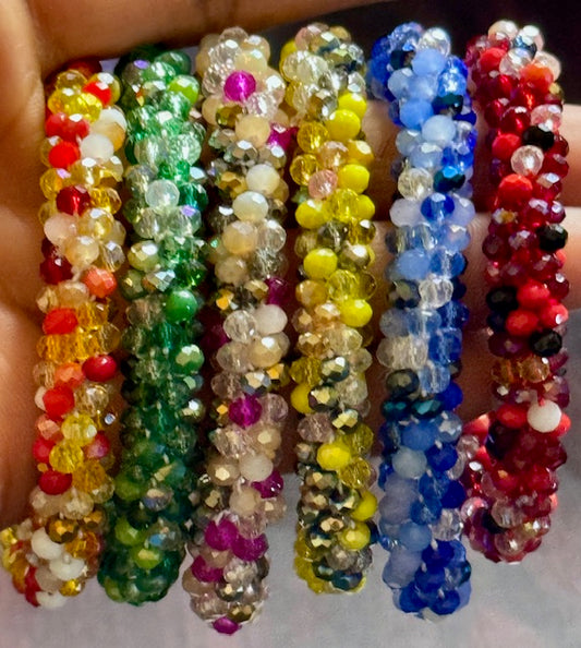 Handmade Crystal Beaded Bracelets | Colorful Stretch Stack Bracelets | Healing Energy Jewelry | Boho Luxe Wrist Stack