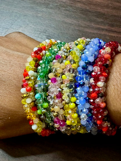 Handmade Crystal Beaded Bracelets | Colorful Stretch Stack Bracelets | Healing Energy Jewelry | Boho Luxe Wrist Stack