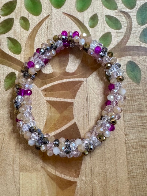 Handmade Crystal Beaded Bracelets | Colorful Stretch Stack Bracelets | Healing Energy Jewelry | Boho Luxe Wrist Stack