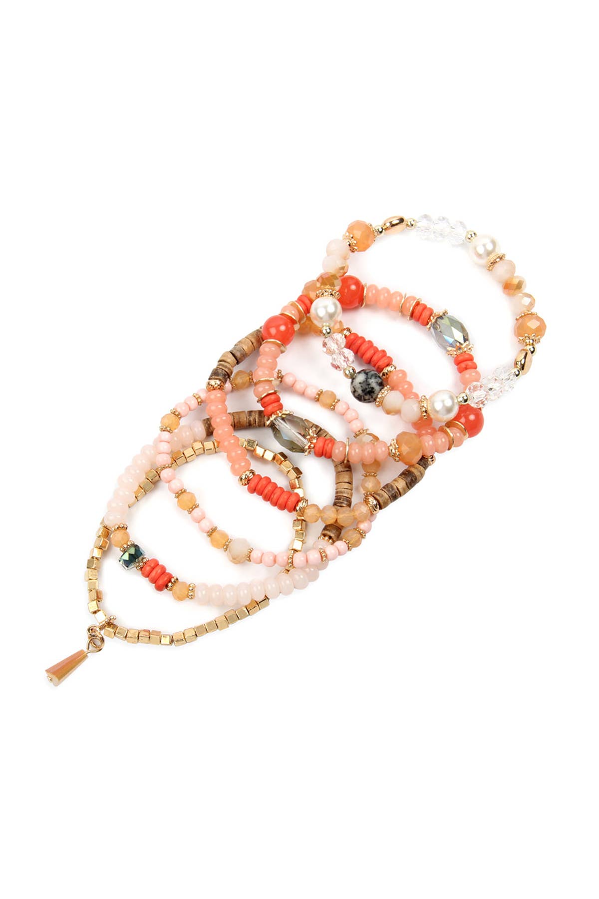 Multi-Stone Beads Stackable Bracelet Set (6-Piece Bundle)