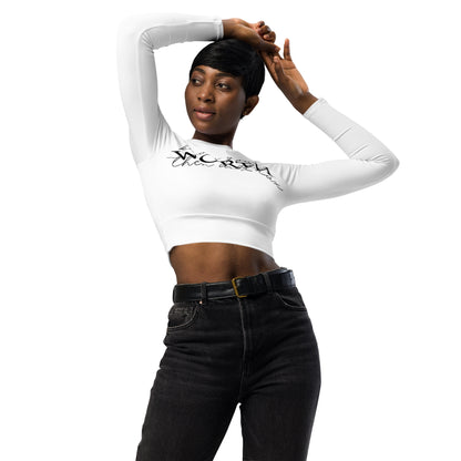 Know Your Worth Recycled long-sleeve crop top